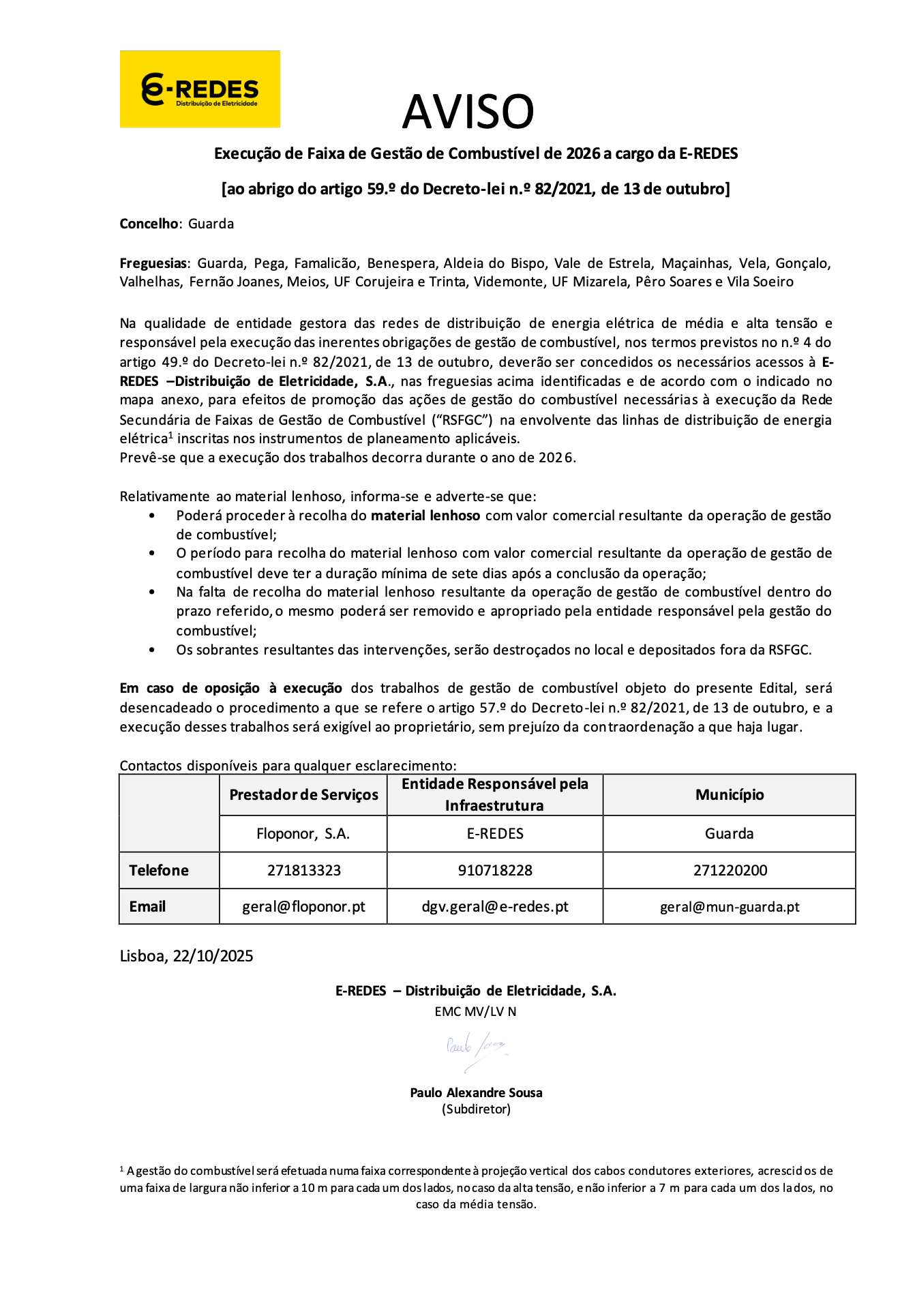 Notícia E-REDES vai promover a ações de gestão do combustível nas faixas associadas às linhas de Alta e Média Tensão